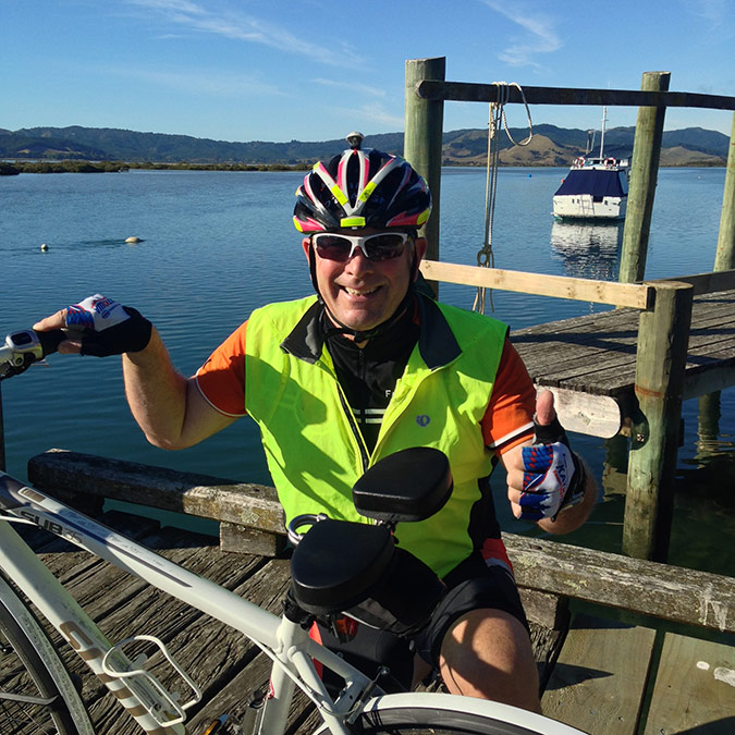 Noseless bike saddle gets a big thumbs up ion one of John's 6 SW outfitted bikes in New Zealand. Prostate safe bike seat!
